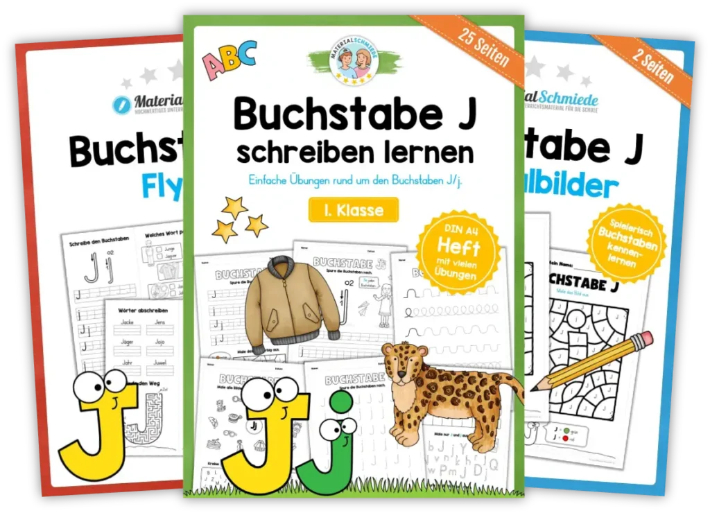 Unterrichtsmaterial mit Aufgaben und Übungen zum Buchstaben J / j (1. Klasse)