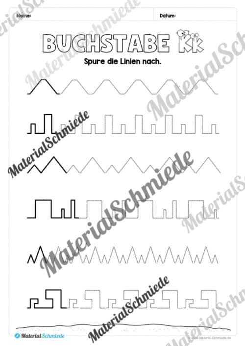 Arbeitsheft: Buchstabe K/k schreiben lernen (25 Seiten) - Arbeitsblatt 02