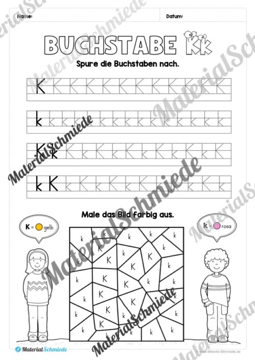 Arbeitsheft: Buchstabe K/k schreiben lernen (25 Seiten) - Arbeitsblatt 06