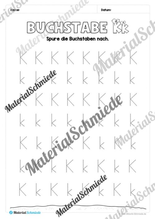 Arbeitsheft: Buchstabe K/k schreiben lernen (25 Seiten) - Arbeitsblatt 08