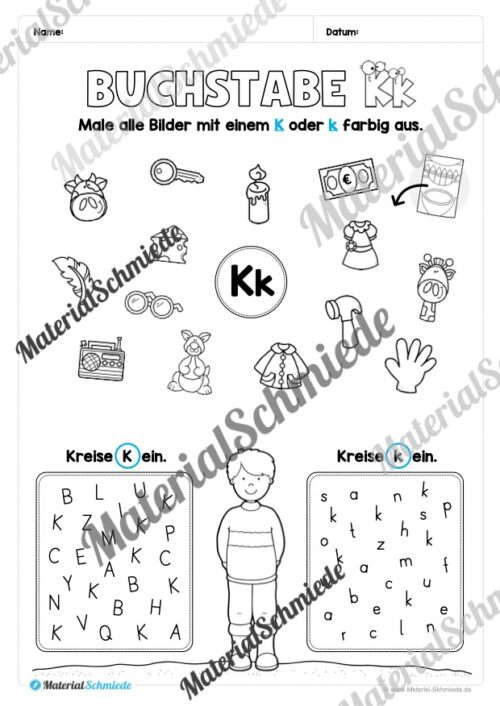 Arbeitsheft: Buchstabe K/k schreiben lernen (25 Seiten) - Arbeitsblatt 09