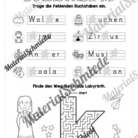 Arbeitsheft: Buchstabe K/k schreiben lernen (25 Seiten) - Arbeitsblatt 12