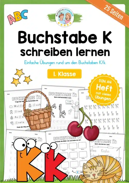 Arbeitsheft: Buchstabe K/k schreiben lernen (25 Seiten)
