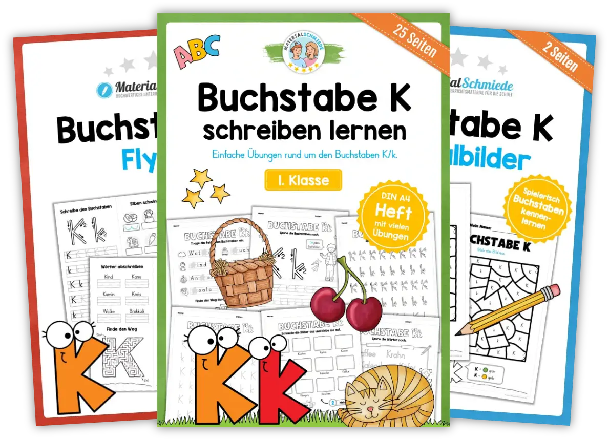 Unterrichtsmaterial mit Aufgaben und Übungen zum Buchstaben K / k (1. Klasse)