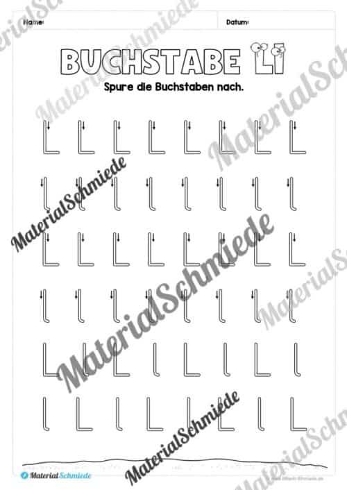 Arbeitsheft: Buchstabe L/l schreiben lernen (25 Seiten) - Arbeitsblatt 05
