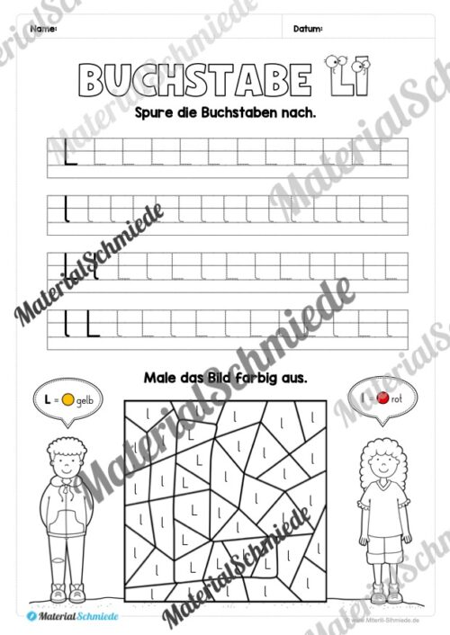 Arbeitsheft: Buchstabe L/l schreiben lernen (25 Seiten) - Arbeitsblatt 06