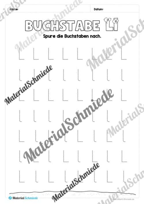 Arbeitsheft: Buchstabe L/l schreiben lernen (25 Seiten) - Arbeitsblatt 08