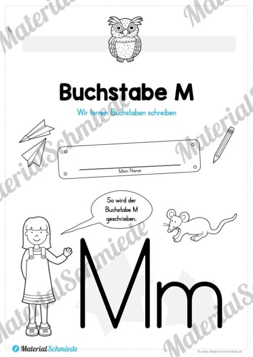 Materialpaket: Buchstabe M/m schreiben lernen (Vorschau 01)