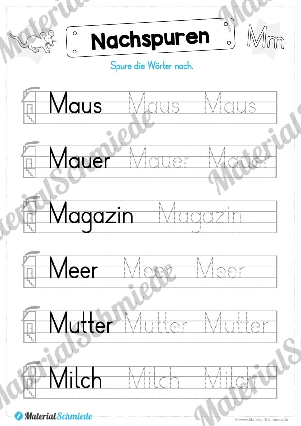 Materialpaket: Buchstabe M/m schreiben lernen (Vorschau 06)