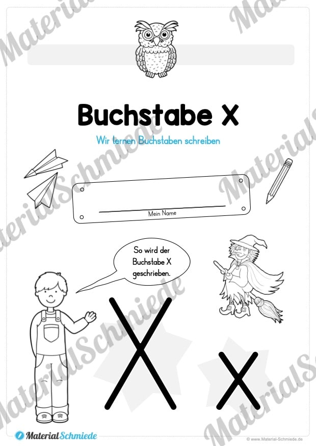 Materialpaket: Buchstabe X/x schreiben lernen (Vorschau 01)