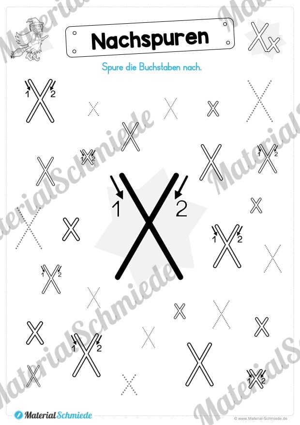 Materialpaket: Buchstabe X/x schreiben lernen (Vorschau 03)