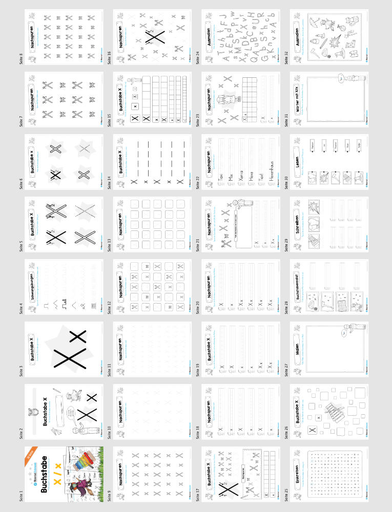 Materialpaket: Buchstabe X/x schreiben lernen (Überblick)
