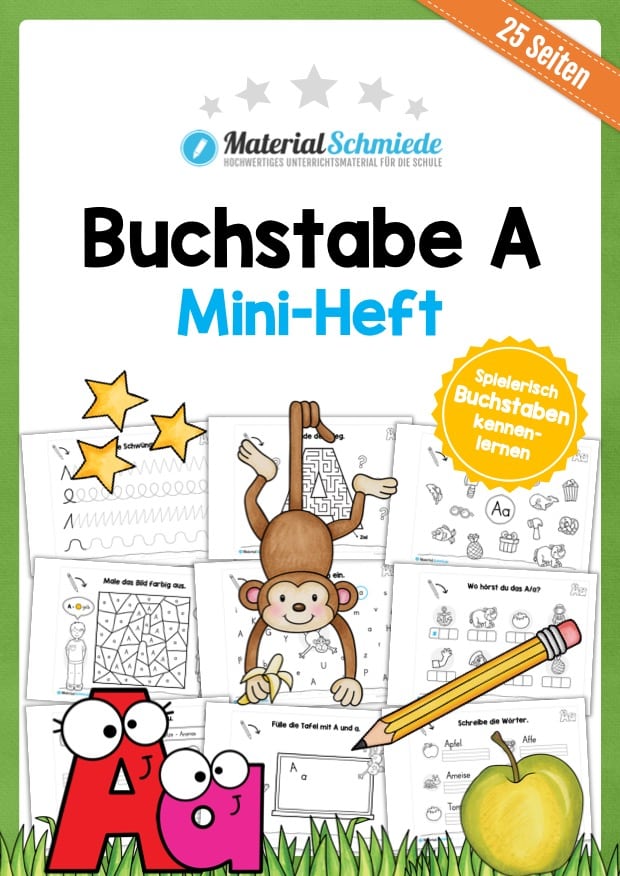 Buchstabe A: Mini-Heft (25 Arbeitsblätter)