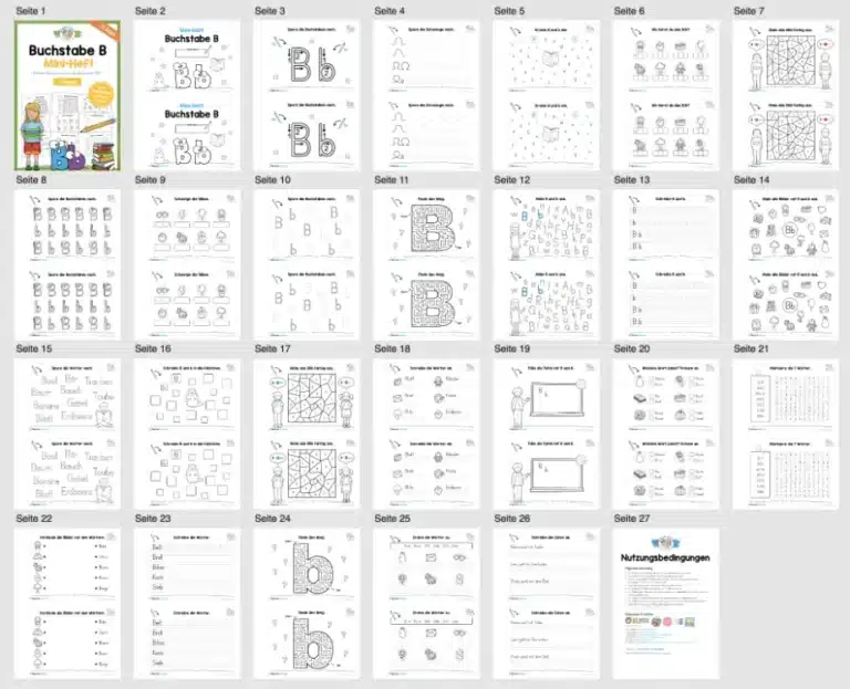 Buchstabe B: Mini-Heft (25 Seiten) – Überblick