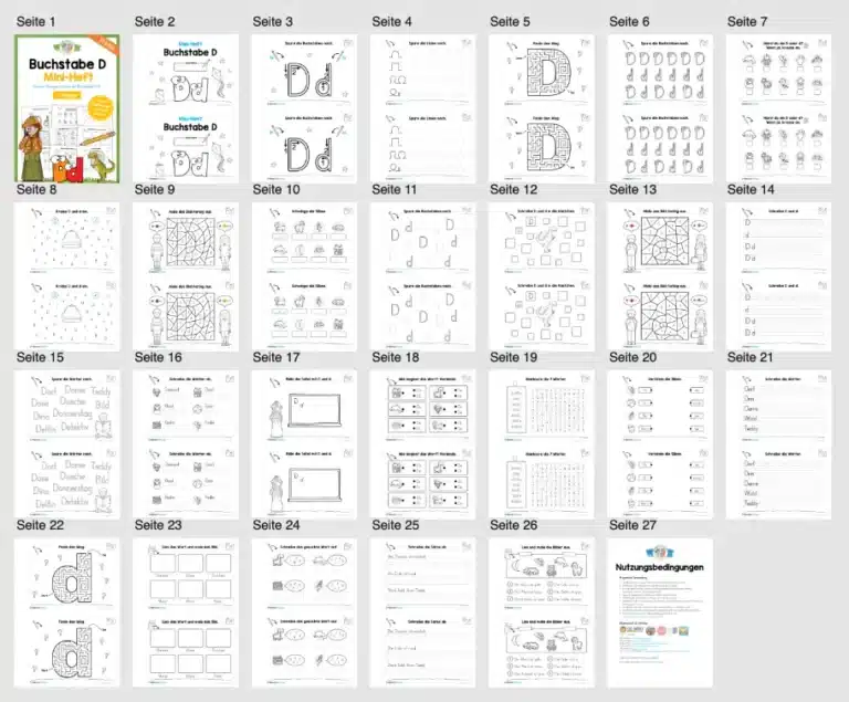Buchstabe D: Mini-Heft (25 Seiten) – Überblick