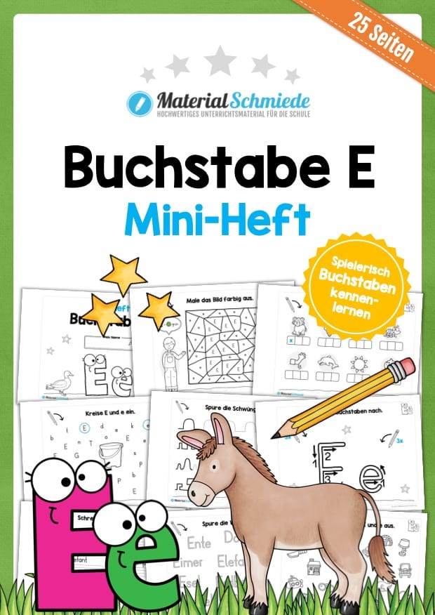 Buchstabe E: Mini-Heft (25 Arbeitsblätter)