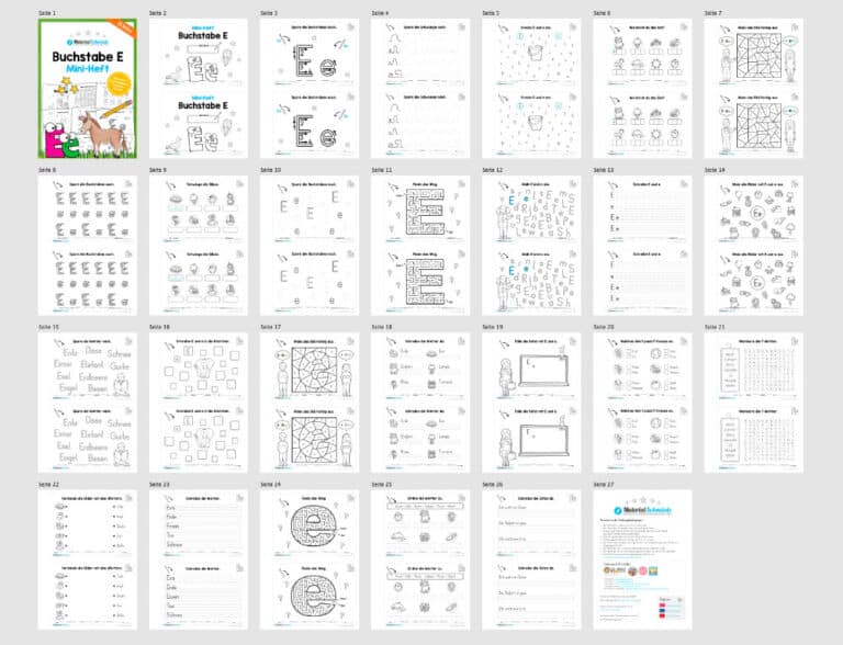 Buchstabe E: Mini-Heft (Überblick)