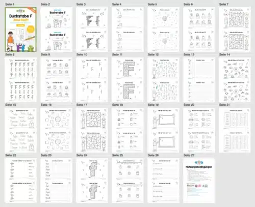 Buchstabe F: Mini-Heft (25 Seiten) - Überblick