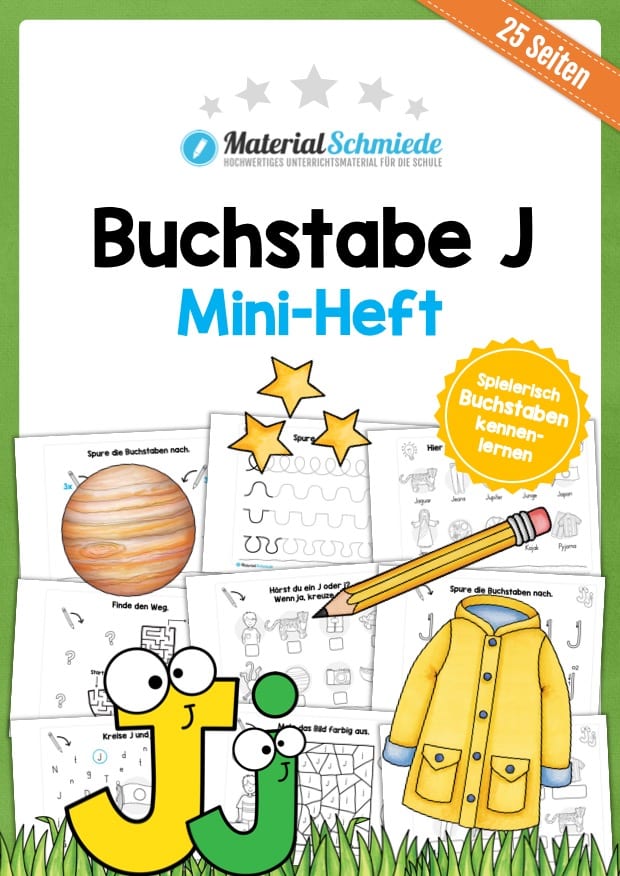 Buchstabe J/j: Mini-Heft (25 Arbeitsblätter)