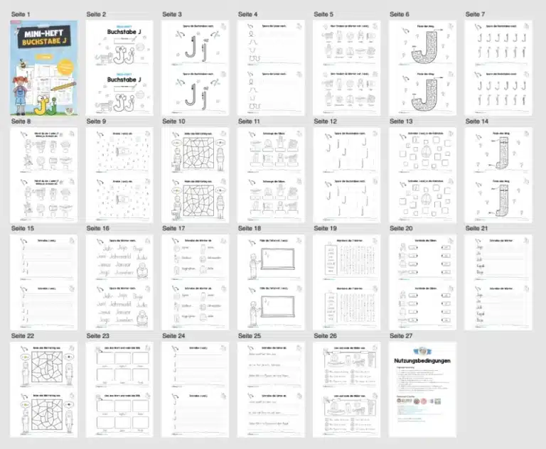 Buchstabe J: Mini-Heft (Überblick)