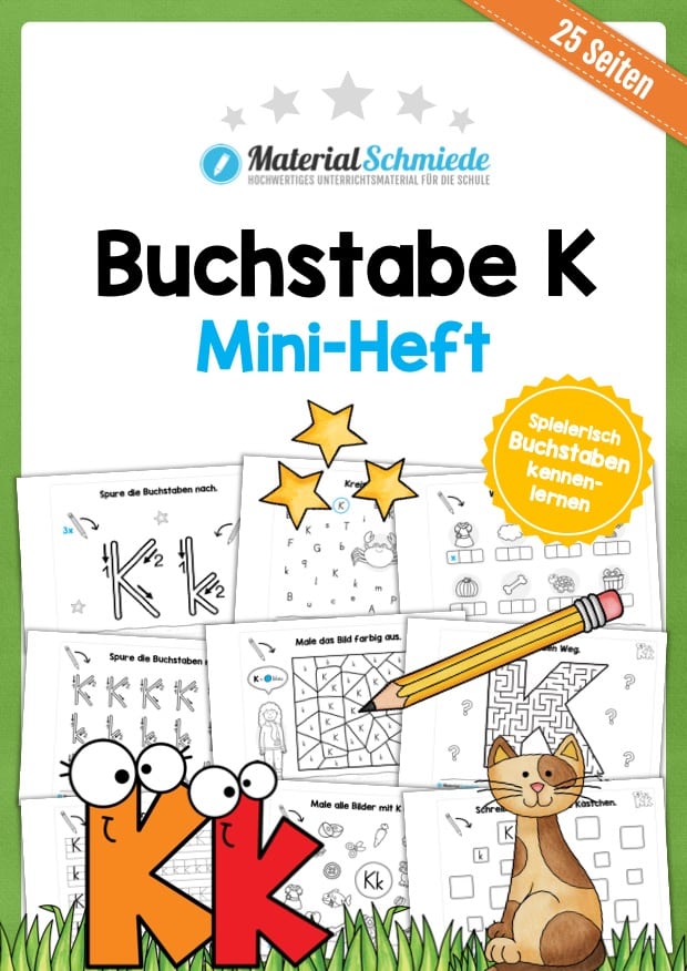 Buchstabe K/k: Mini-Heft (25 Arbeitsblätter)