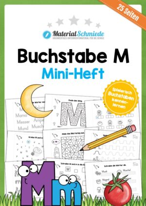 Buchstabe M/m: Mini-Heft (25 Arbeitsblätter)