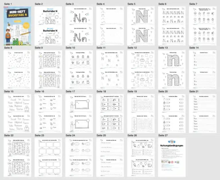 Buchstabe N: Mini-Heft (Überblick)