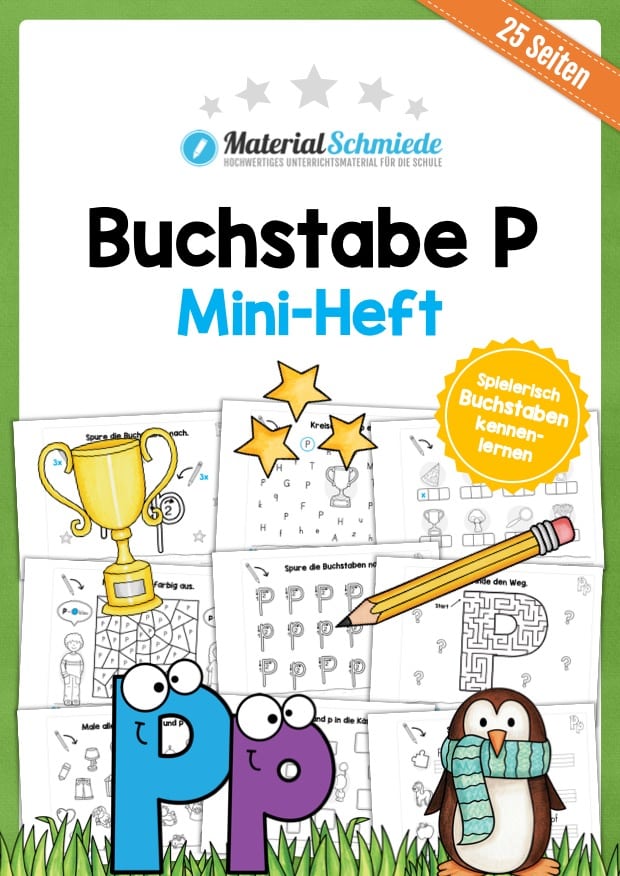 Buchstabe P/p: Mini-Heft (25 Arbeitsblätter)