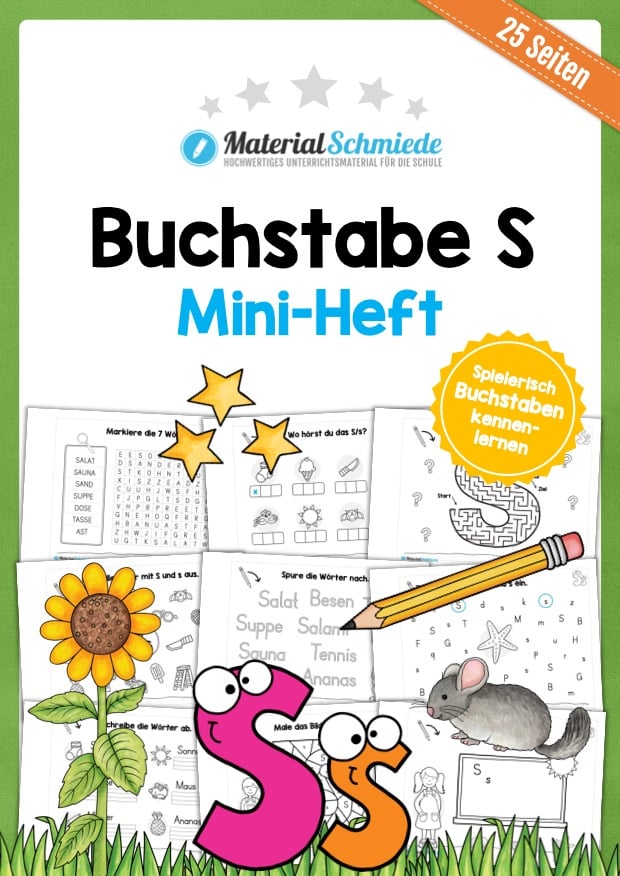 Buchstabe S: Mini-Heft (25 Arbeitsblätter)