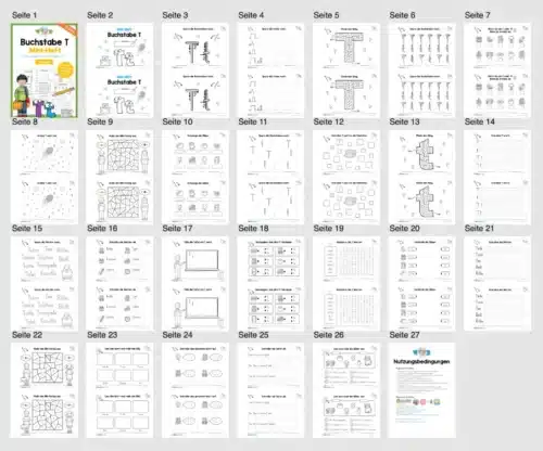 Buchstabe T: Mini-Heft (25 Seiten) - Überblick