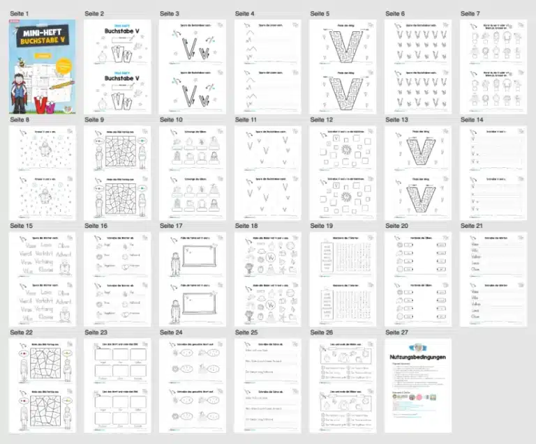 Buchstabe V: Mini-Heft (Überblick) Buchstabe V: Mini-Heft (Überblick)