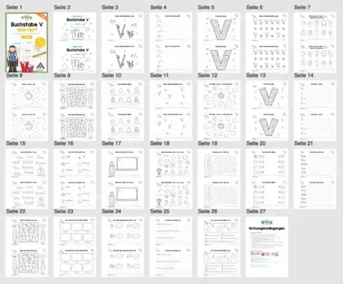Buchstabe V: Mini-Heft (25 Seiten) - Überblick