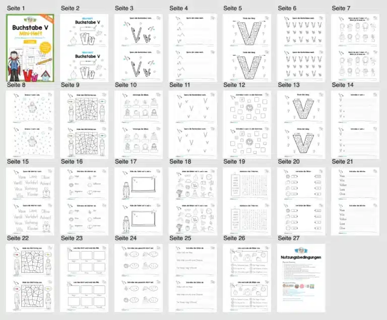 Buchstabe V: Mini-Heft (25 Seiten) – Überblick