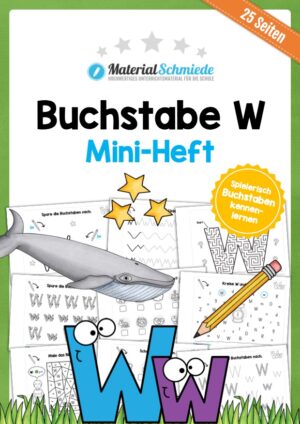 Buchstabe W/w: Mini-Heft (25 Arbeitsblätter)