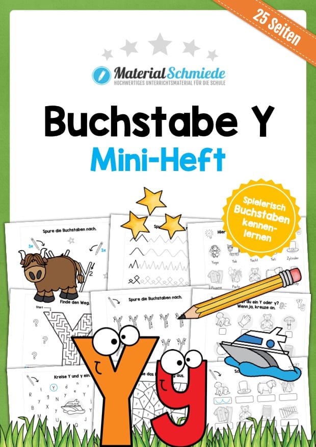 Buchstabe Y/y: Mini-Heft (25 Arbeitsblätter)