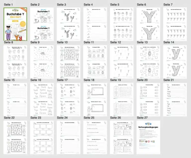 Buchstabe Y: Mini-Heft (25 Seiten) – Überblick