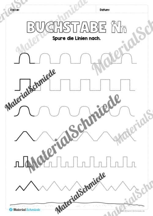 Arbeitsheft: Buchstabe N/n schreiben lernen (25 Seiten) - Arbeitsblatt 01