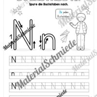 Arbeitsheft: Buchstabe N/n schreiben lernen (25 Seiten) - Arbeitsblatt 02