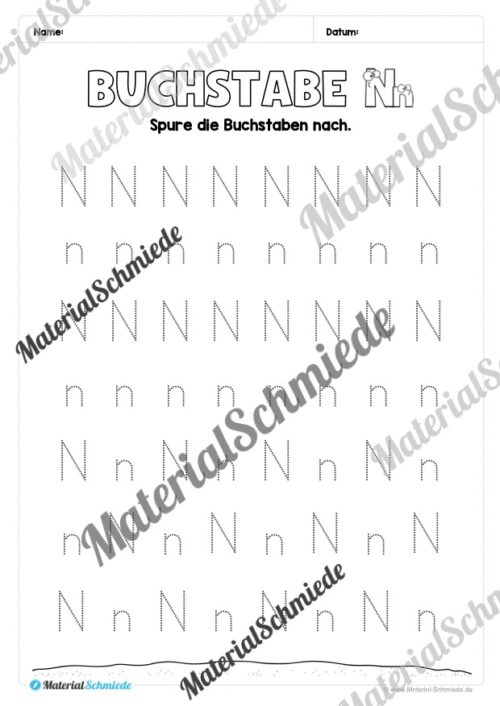 Arbeitsheft: Buchstabe N/n schreiben lernen (25 Seiten) - Arbeitsblatt 07