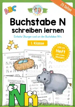 Arbeitsheft: Buchstabe N/n schreiben lernen (25 Seiten)