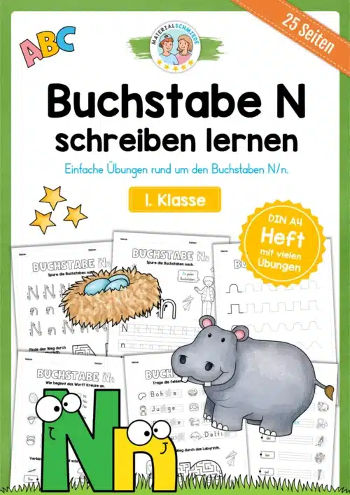 Arbeitsheft: Buchstabe N/n schreiben lernen (25 Seiten)