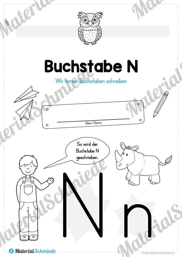 Materialpaket: Buchstabe N/n schreiben lernen (Vorschau 01)