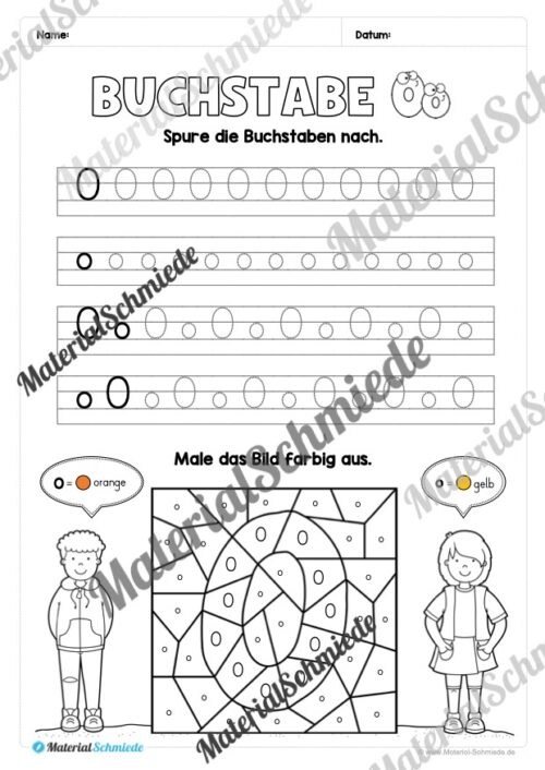 Arbeitsheft: Buchstabe O/o schreiben lernen (25 Seiten) - Arbeitsblatt 05