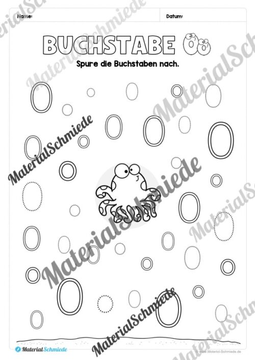 Arbeitsheft: Buchstabe O/o schreiben lernen (25 Seiten) - Arbeitsblatt 06
