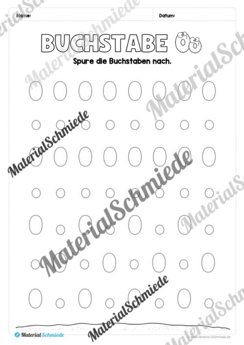 Arbeitsheft: Buchstabe O/o schreiben lernen (25 Seiten) - Arbeitsblatt 07