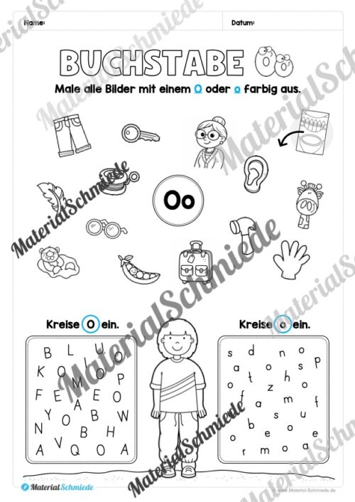 Arbeitsheft: Buchstabe O/o schreiben lernen (25 Seiten) - Arbeitsblatt 08