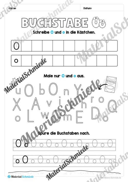 Arbeitsheft: Buchstabe O/o schreiben lernen (25 Seiten) - Arbeitsblatt 10
