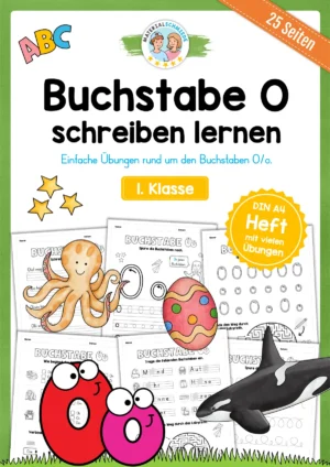 Arbeitsheft: Buchstabe O/o schreiben lernen (25 Seiten)
