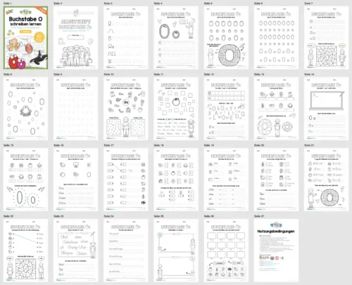 Arbeitsheft: Buchstabe O/o schreiben lernen (25 Seiten) - Überblick