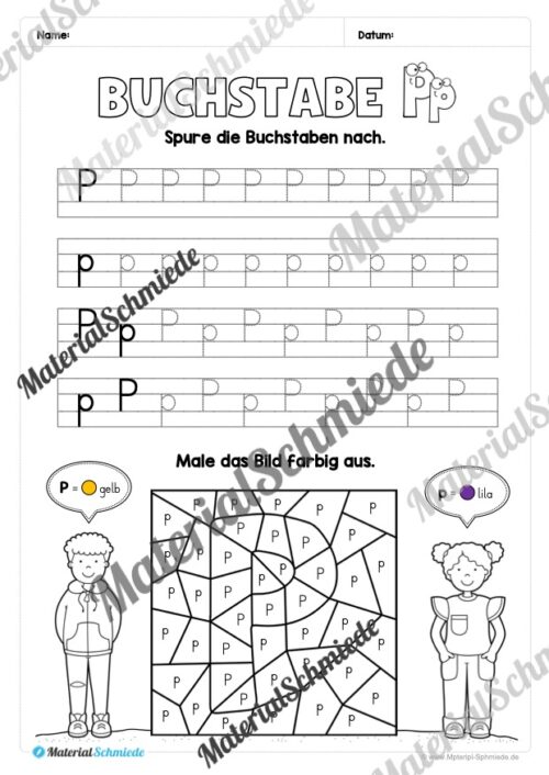 Arbeitsheft: Buchstabe P/p schreiben lernen (25 Seiten) - Arbeitsblatt 05